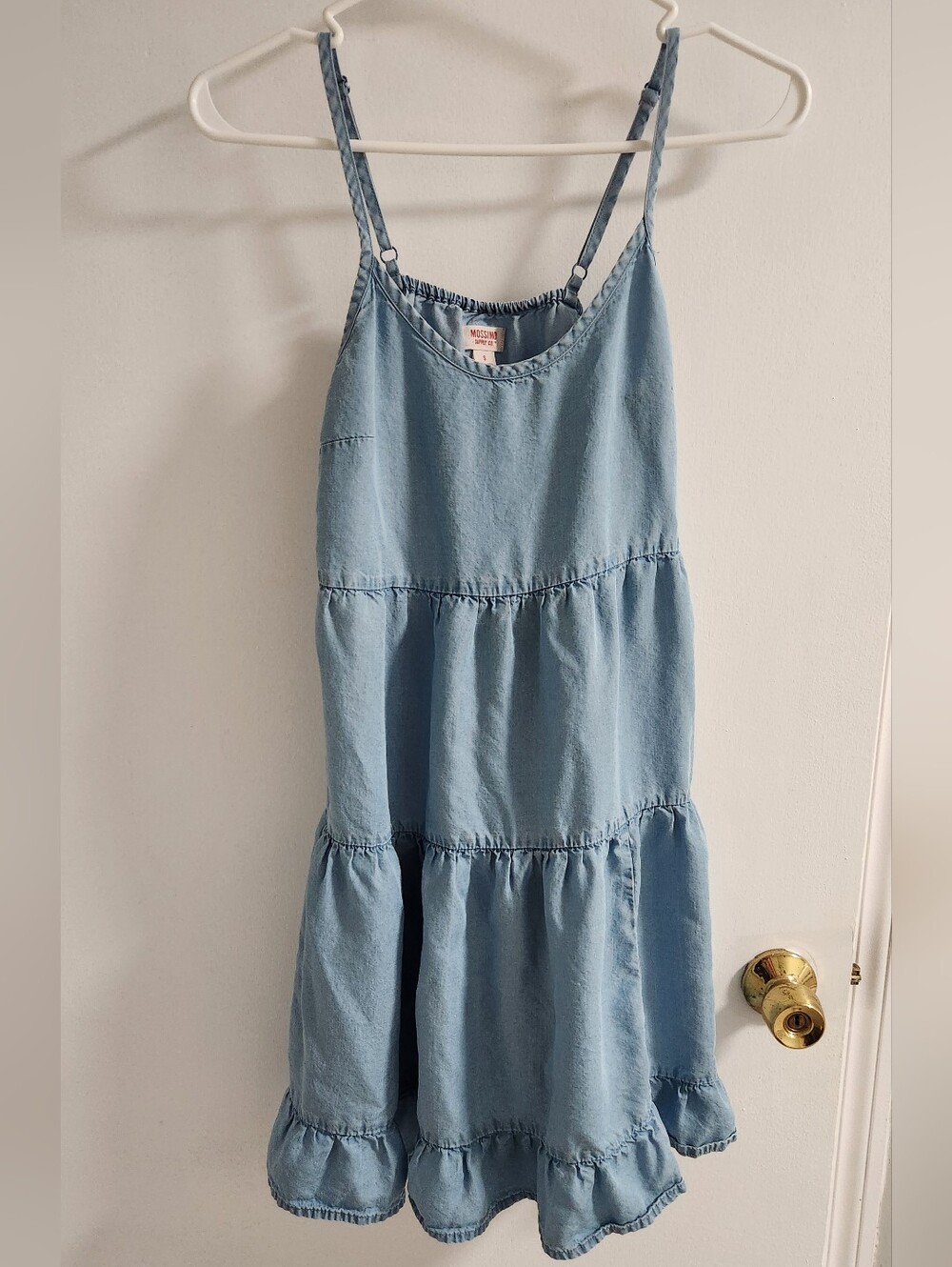 Mossimo Light Blue Tiered Chambray Sundress, Size S